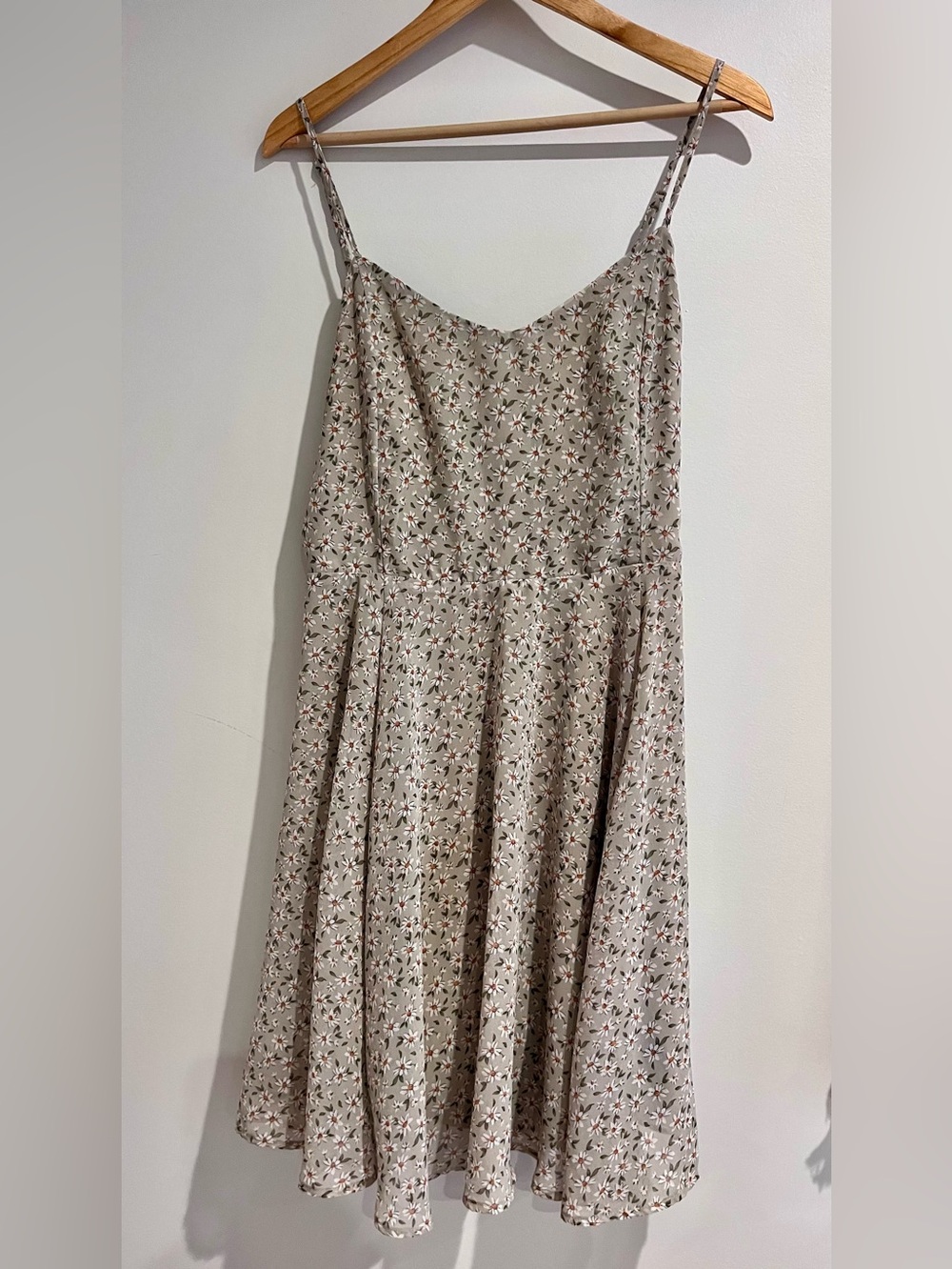 Sage Light Green Floral Daisy Print Mini Dress Size 2X spaghetti straps
